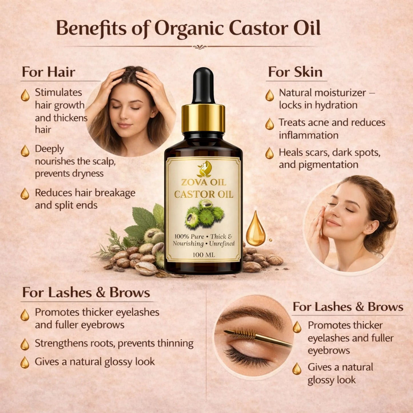 - Pure Castor Oil for Hair Growth & Skin Hydration - Zova Oil - product_type - Pure Castor Oil for Hair Growth & Skin Hydration - Zova Oil -  